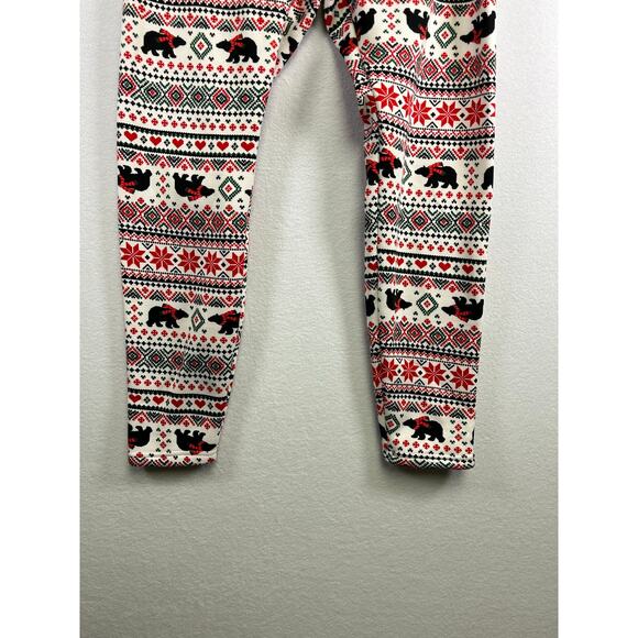 No Boundaries Fair Isle Bear Christmas holiday leggings large - Picture 2 of 7